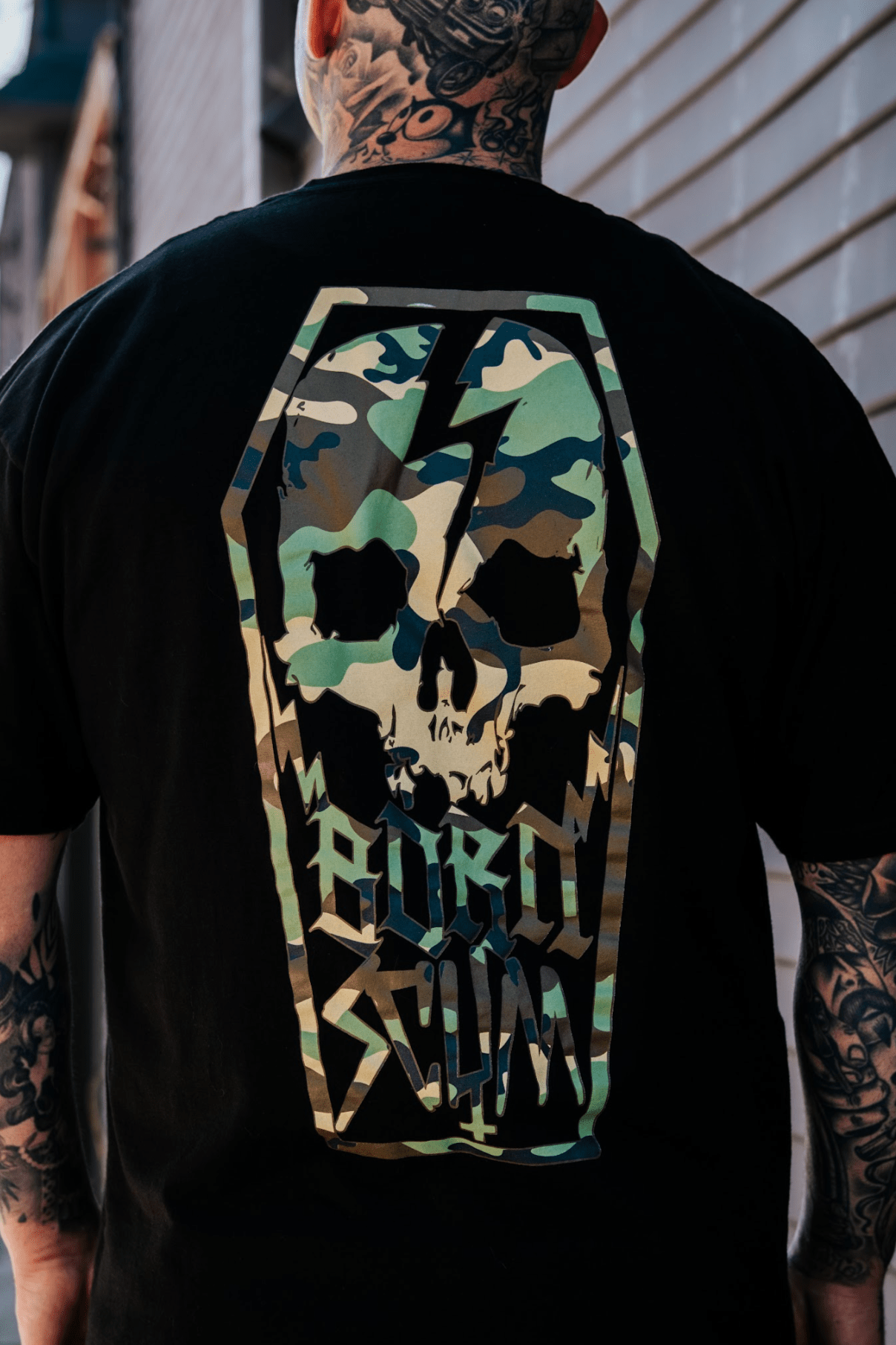 Skull Coffin Camo Heavyweight Tee | USA Cotton – Born Scum – Born Scum