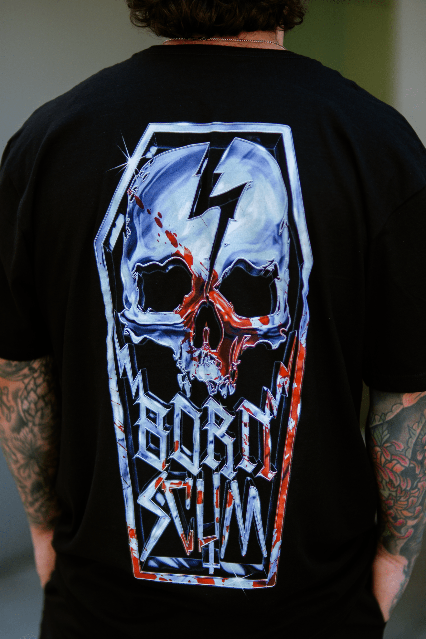 Chrome Skull Coffin Heavyweight Tee | USA Cotton – Born Scum