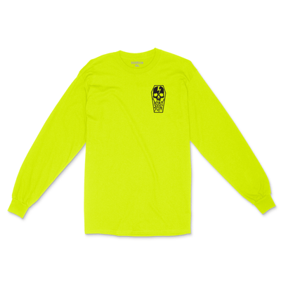 HI - VIS GREEN LS SKULL COFFIN T - SHIRT - Born Scum