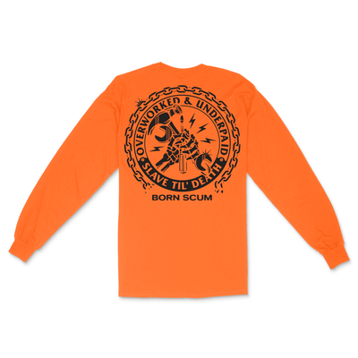 HI - VIS ORANGE LS OVERWORKED T - SHIRT - Born Scum