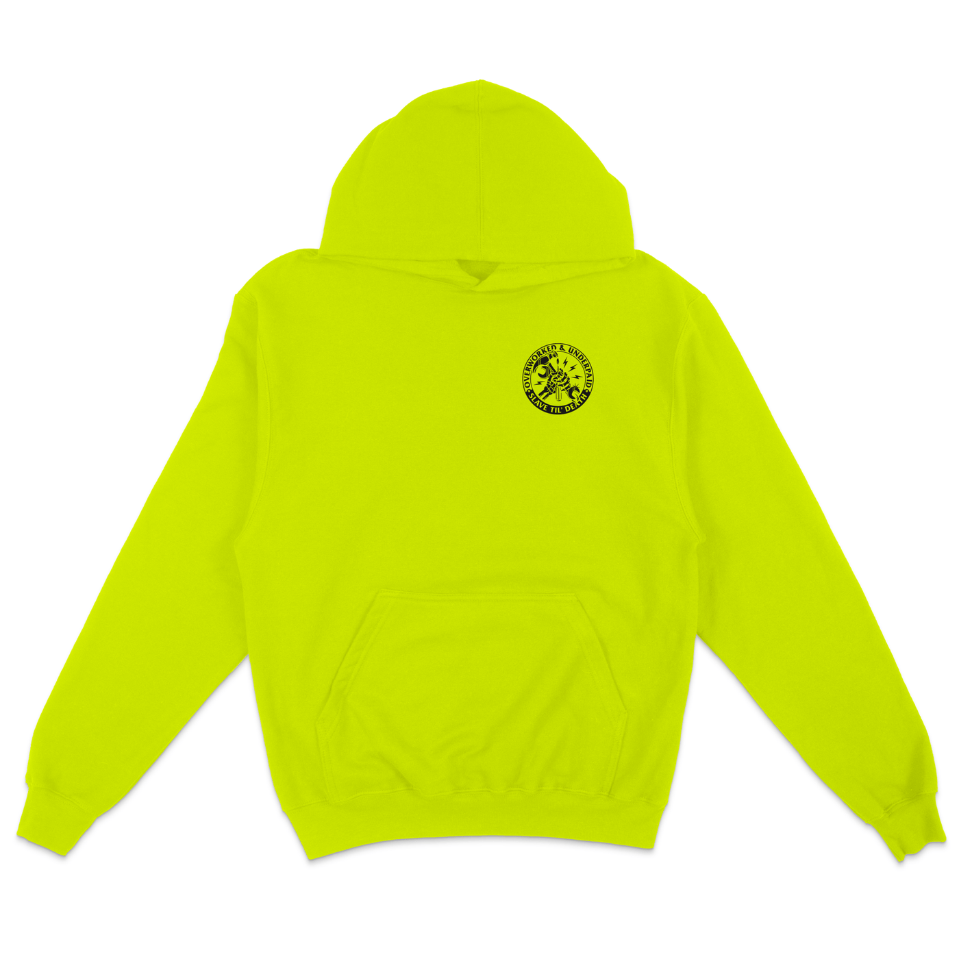 HIVIS GREEN OVERWORKED HOODIE - Born Scum