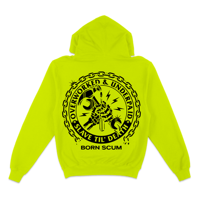 HIVIS GREEN OVERWORKED HOODIE - Born Scum