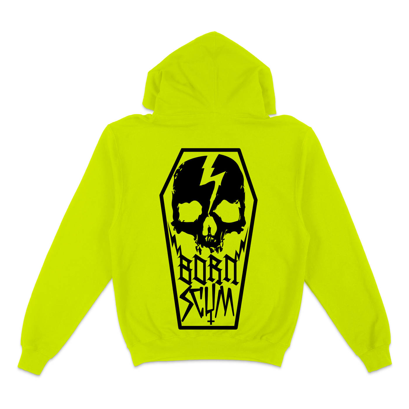 HIVIS GREEN SKULL COFFIN HOODIE - Born Scum