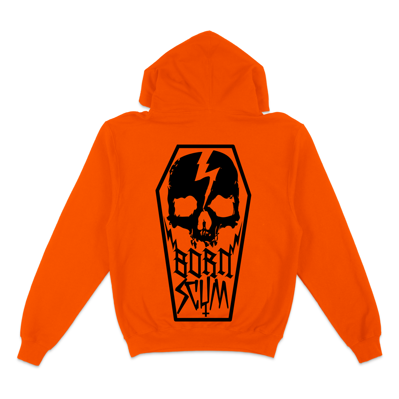 HIVIS ORANGE SKULL COFFIN HOODIE - Born Scum
