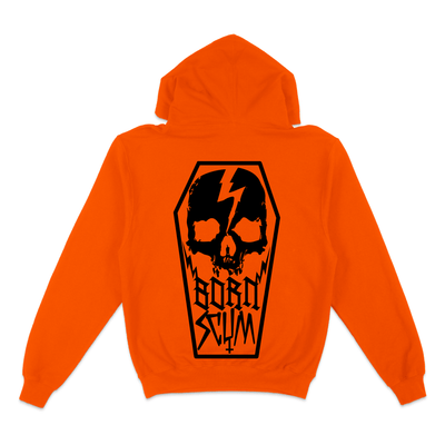 HIVIS ORANGE SKULL COFFIN HOODIE - Born Scum