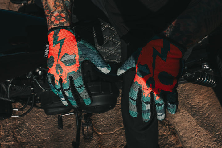 OG MX GLOVES SKULL ORANGE/CAMO - Born Scum