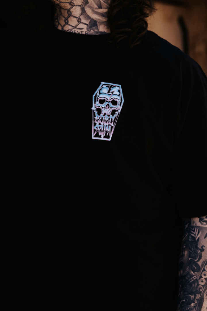 Chrome Skull Coffin Heavyweight Tee | USA Cotton – Born Scum