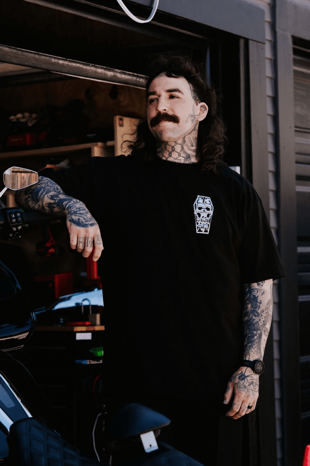 Chrome Skull Coffin Heavyweight Tee | USA Cotton – Born Scum