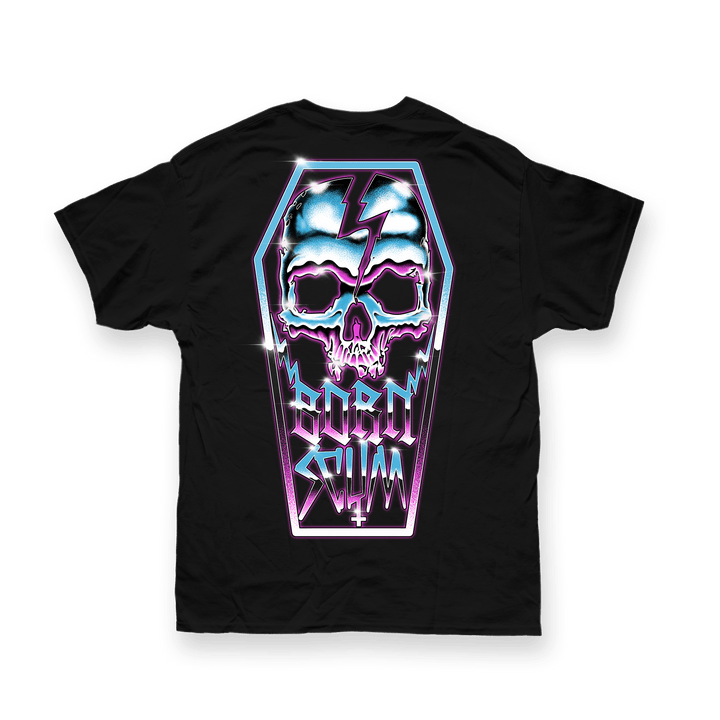 Chrome Skull Coffin Heavyweight Tee | USA Cotton – Born Scum Chrome Skull Coffin Heavyweight Tee | USA Cotton – Born Scum