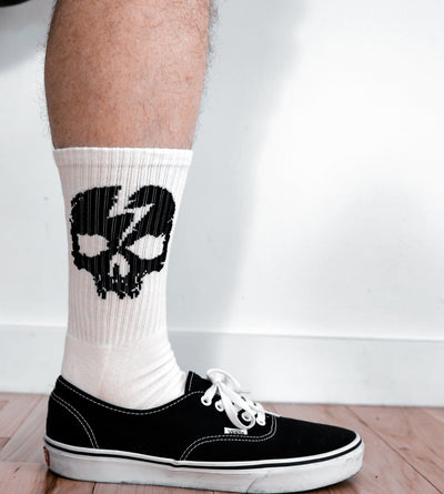 Skull Logo Sock – Bone White - Born Scum