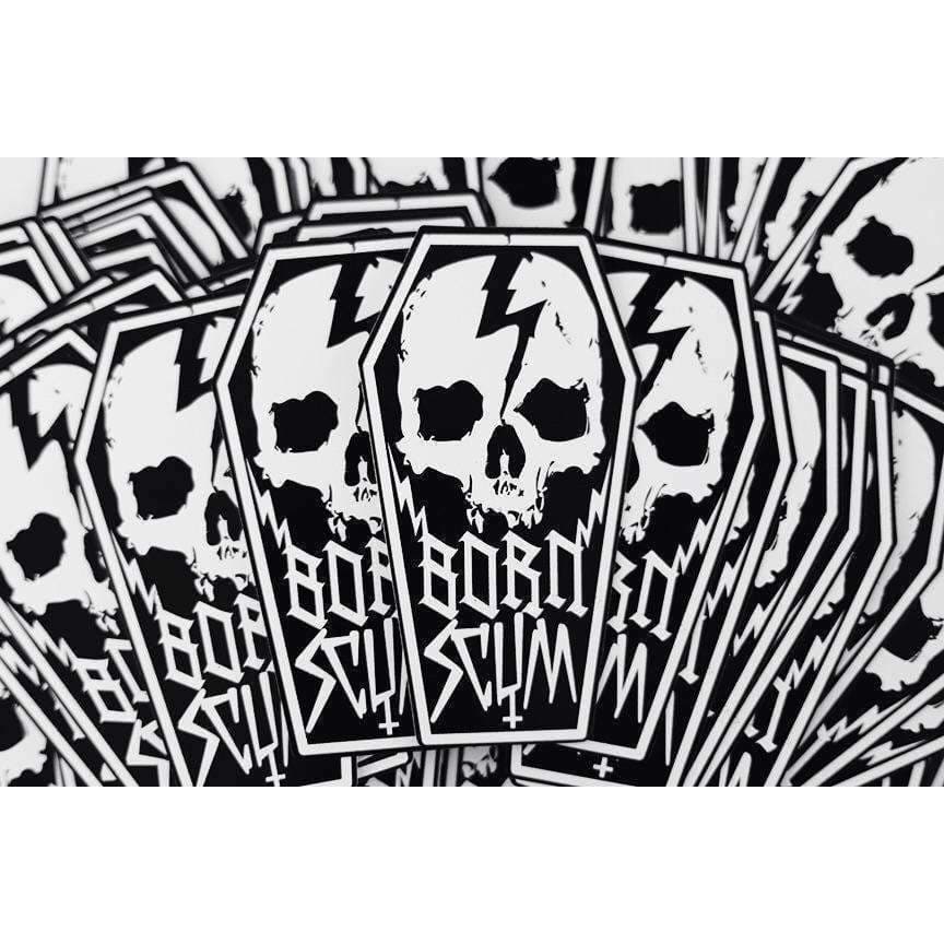 SKULL COFFIN STICKER - Born Scum Clothing Co